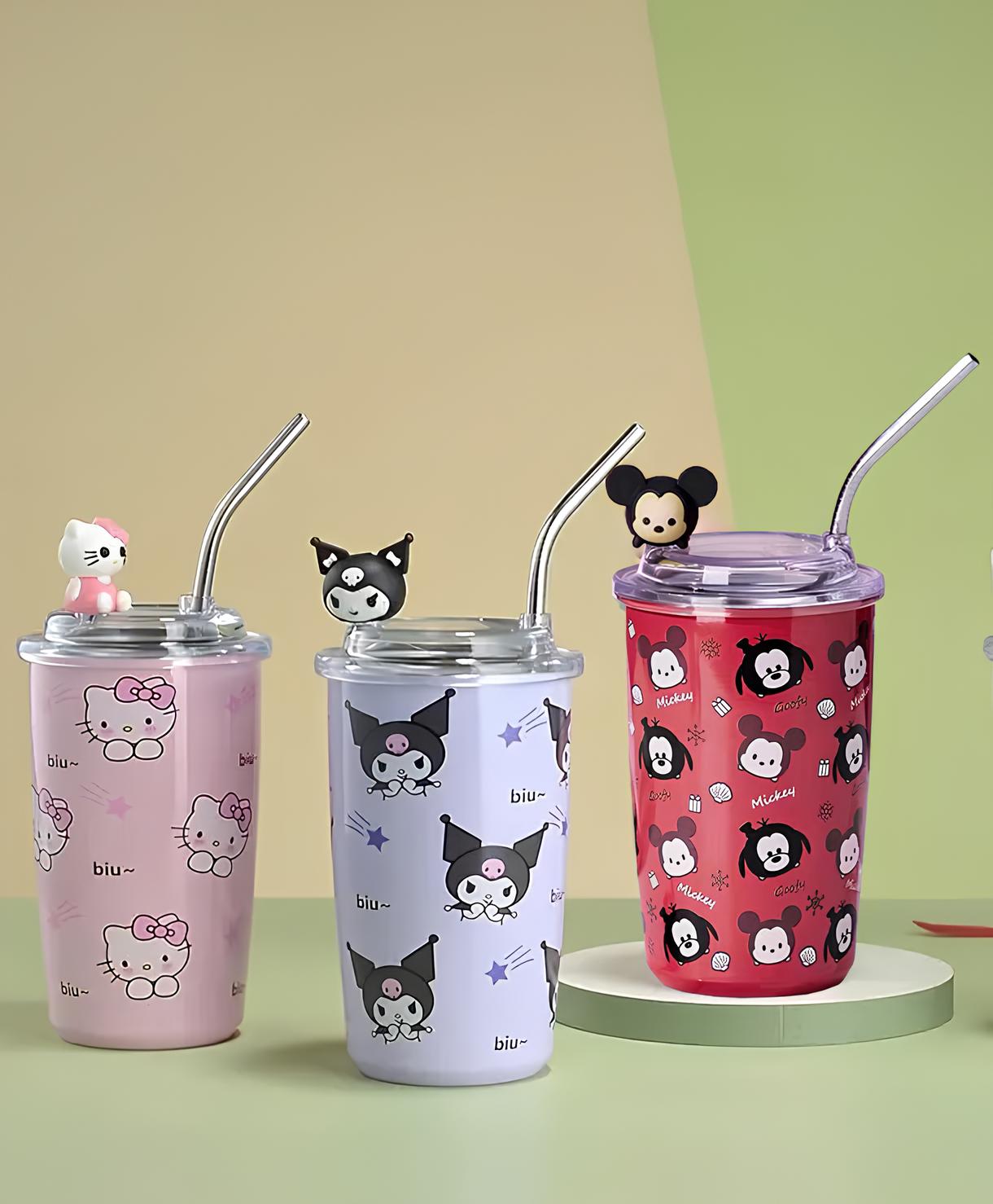 Kuromi,Hello Kitty,Ve Mickey Mouse Pipetli Bardak Termos Alk2965