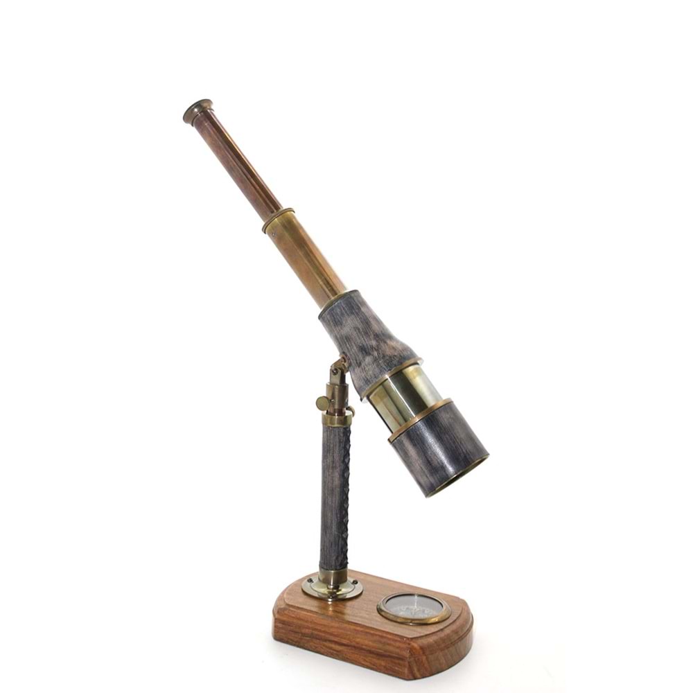 Pirinç Ayaklı Pusulalı Dürbün Deri İşlemeli 15600