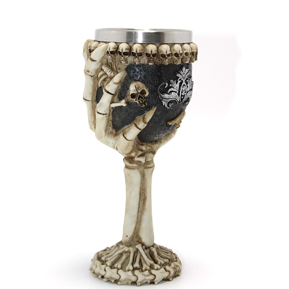 İskelet Eli Tutan 3D Kabartmalı Paslanmaz Çelik Kadeh Bardak Alk1131