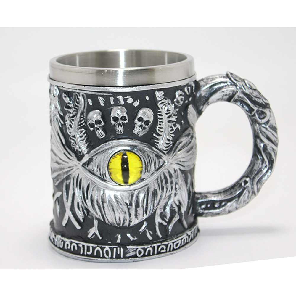 Mistik Ejderha Gözü 3D Kabartmalı Paslanmaz Çelik Kupa Bardak Alk4371