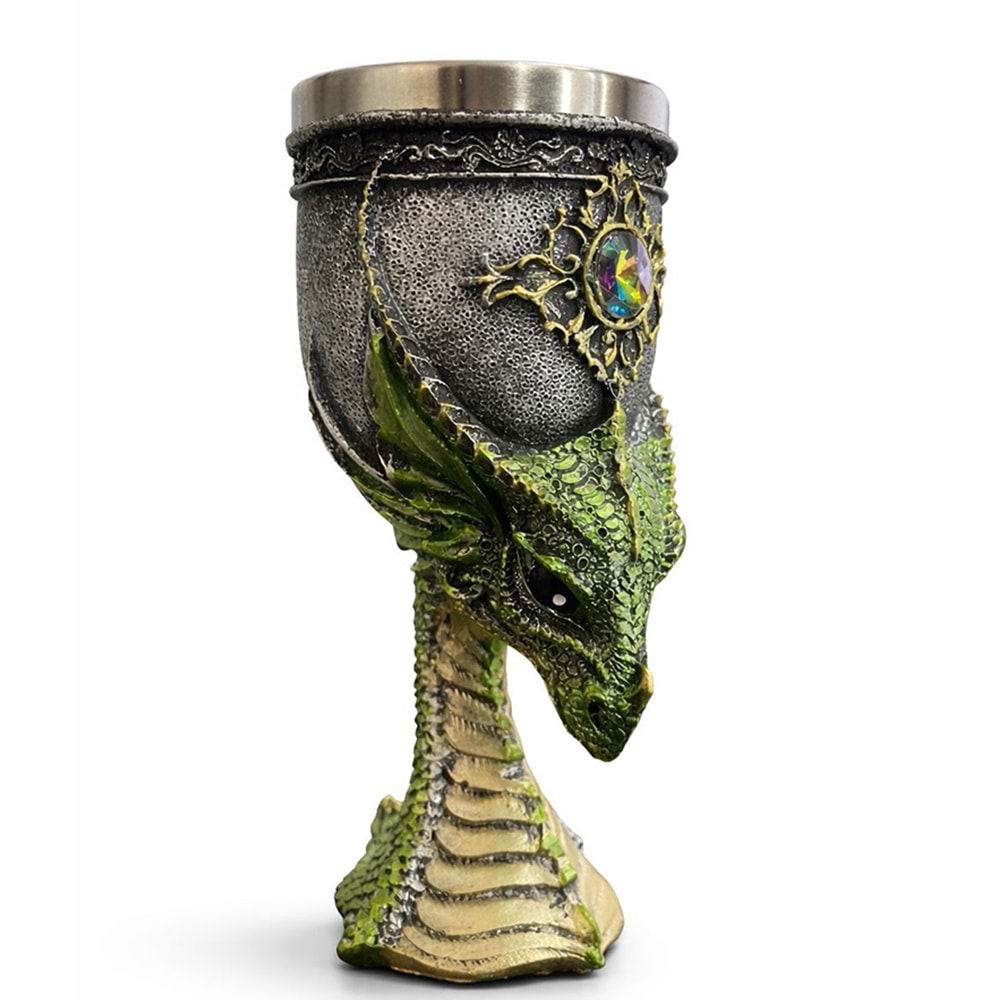 Ejderha Tasarımı 3D Kabartmalı Çelik Kadeh Bardak Alk4374