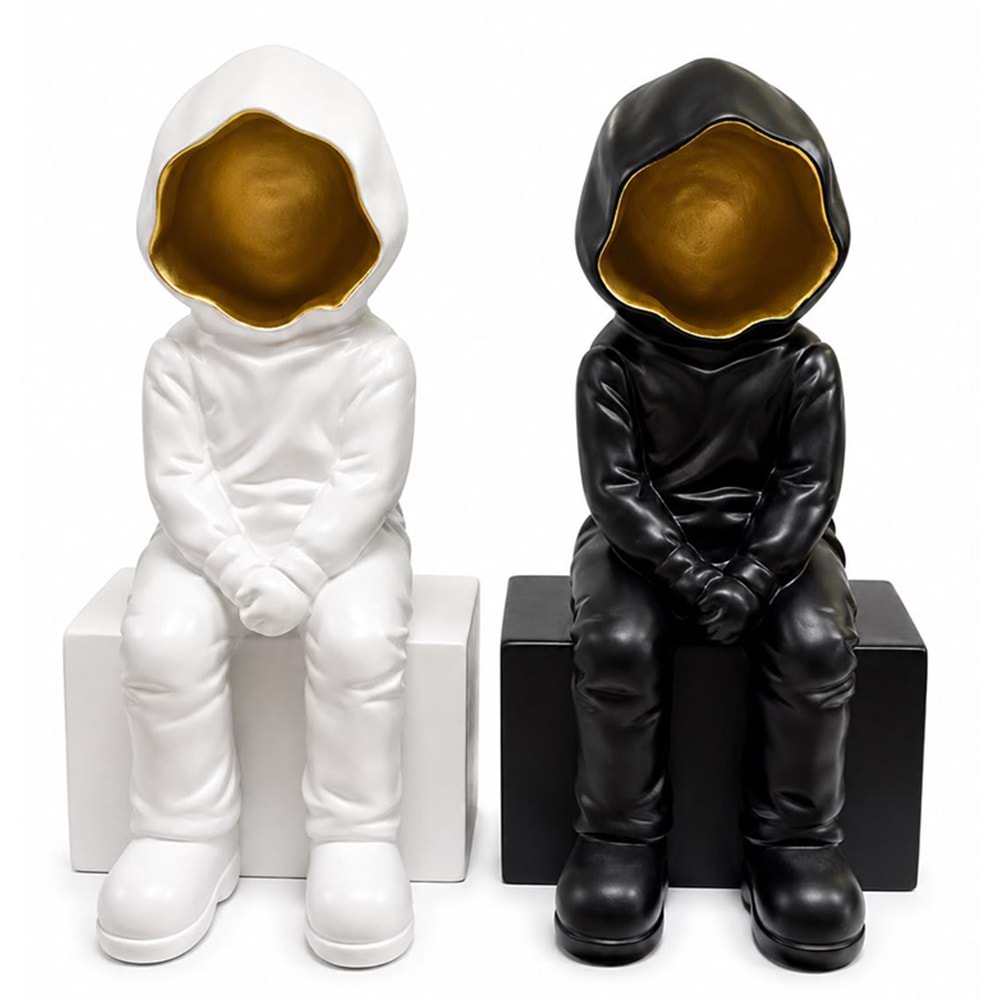Dekoratif Polyester Oturan Astronot Biblosu Alk5302