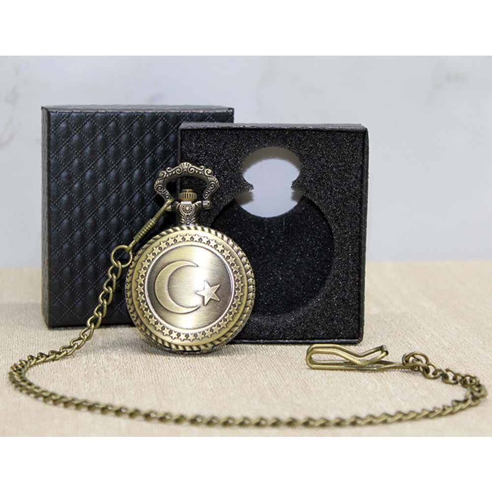 Özel Kutulu Türk Bayraklı Köstekli Saat Alk2605