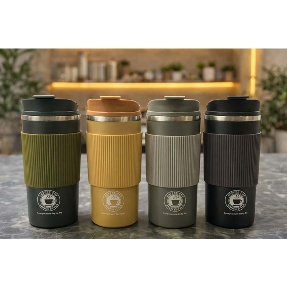 500ml Paslanmaz Çelik Termos Mug - Sızdırmaz Kapaklı Çift Katmanlı Termos ALK3133
