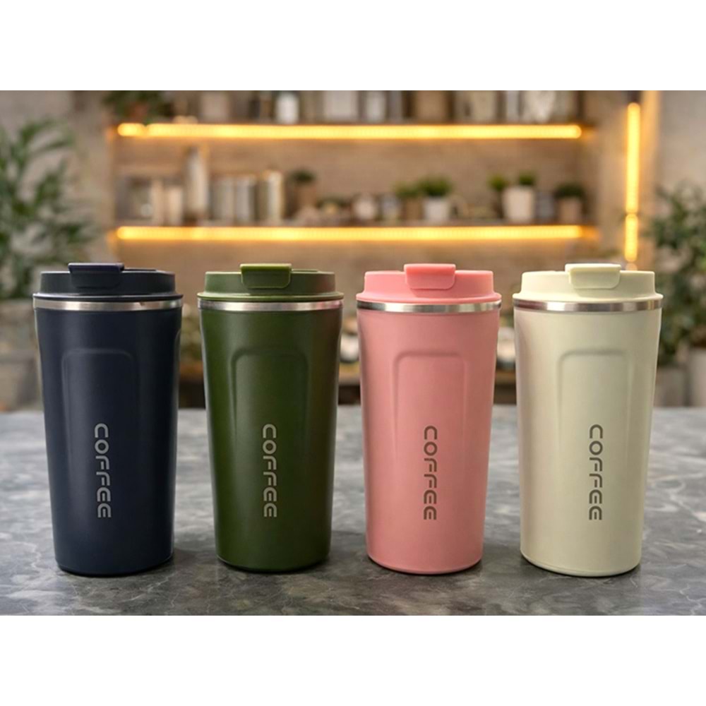 500 ml Paslanmaz Çelik Termos Mug - Çift Katmanlı Sızdırmaz Kahve Kupası ALK3134