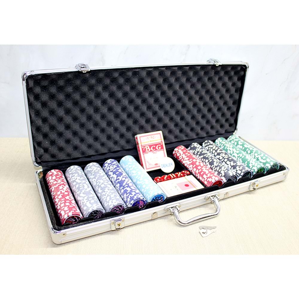 Metal Çantalı 500 Chip Ve 2 Adet İskambil Kağitına Sahip Poker Oyunu Alk3550