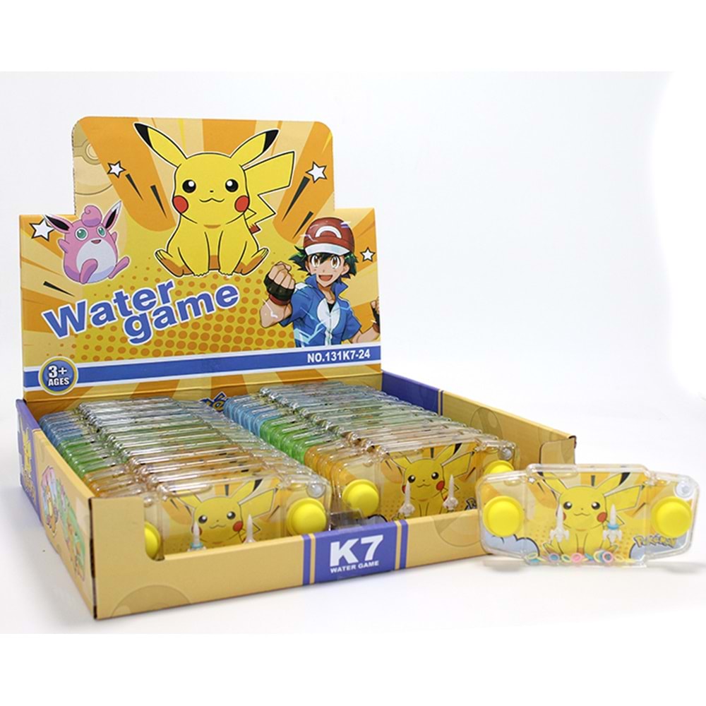 Pikachu Baskılı Sulu Oyun - Şeffaf Gövdeli Dikdörtgen El Konsolu Su Oyunu Alk3990