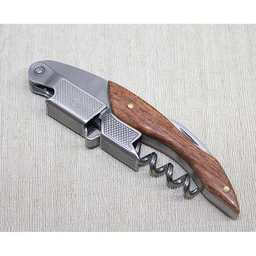 Ahşap Paslanmaz Çelik Tirbuşon Açacak Alk4278