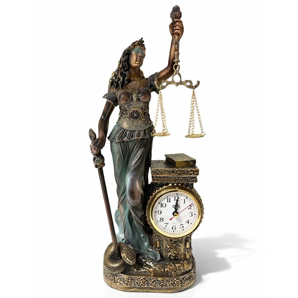 Polyester Saatli Adalet Figürü Alk4414