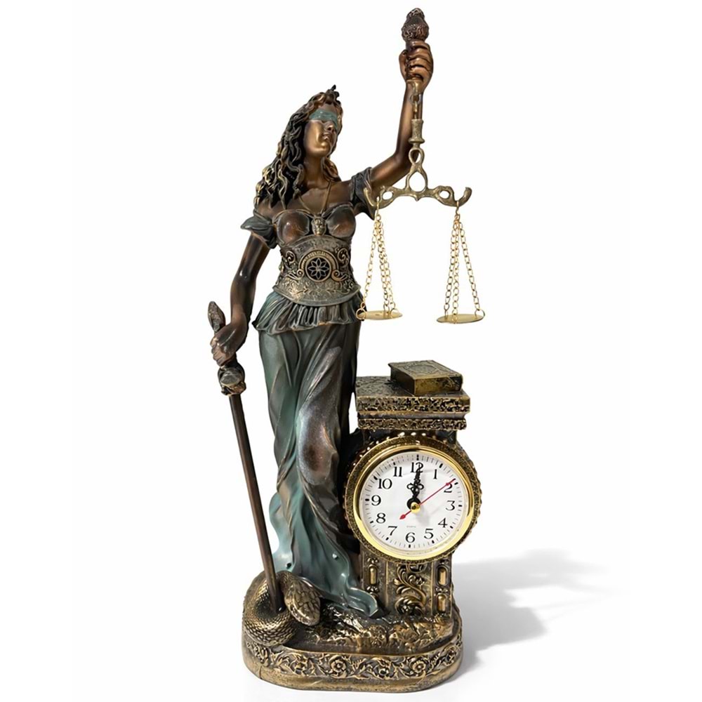 Polyester Saatli Adalet Figürü Alk4416