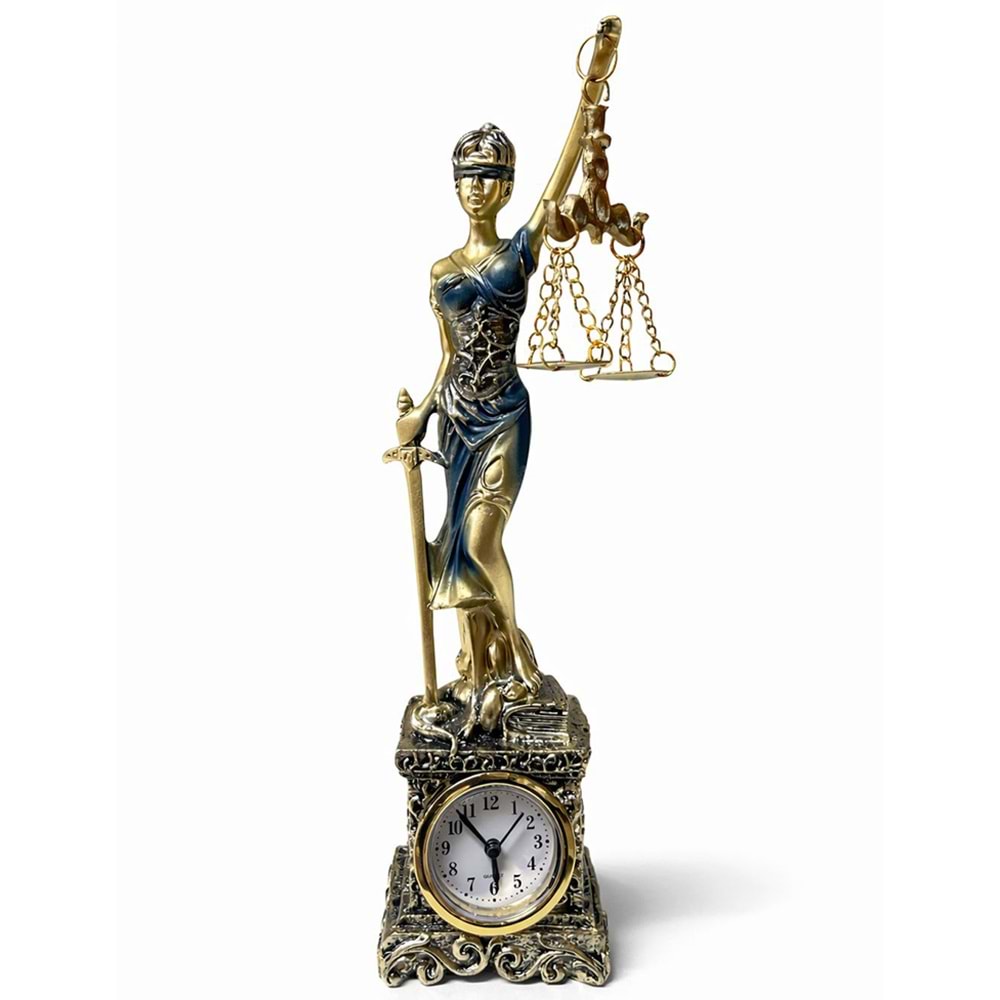 Polyester Saatli Adalet Figürü Alk4427
