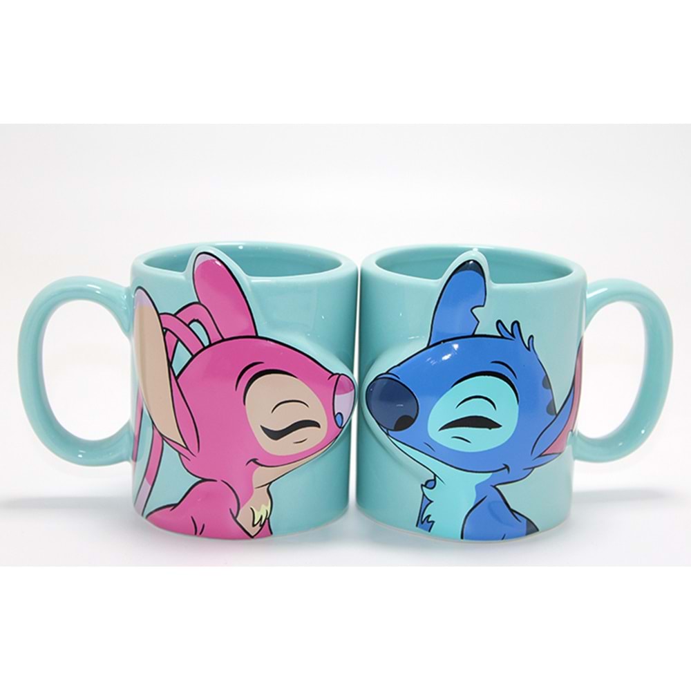 Stitch Ve Angel 3D Figürlü Öpüşen Çift Kupa Bardak Seti Alk4538