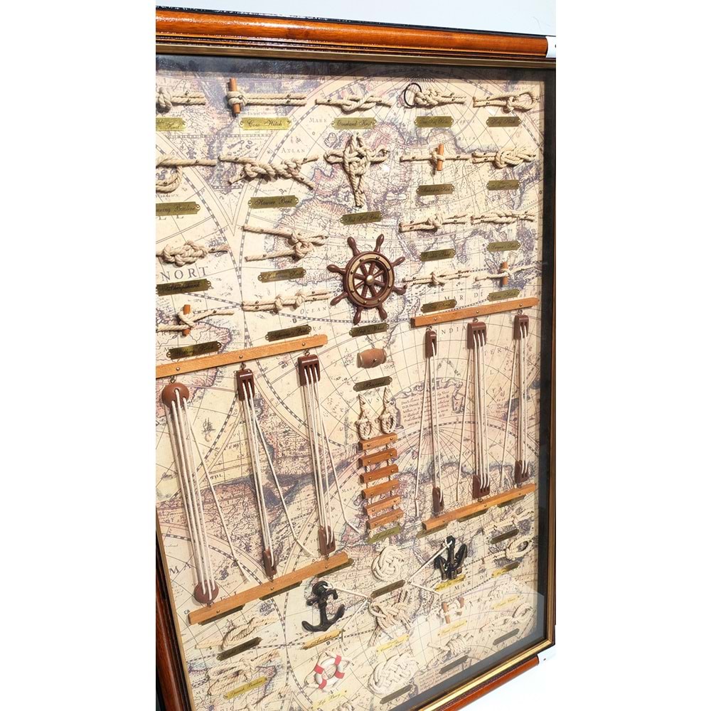 Ahşap Denizci Bağları Tasarımlı Pano Alk4618