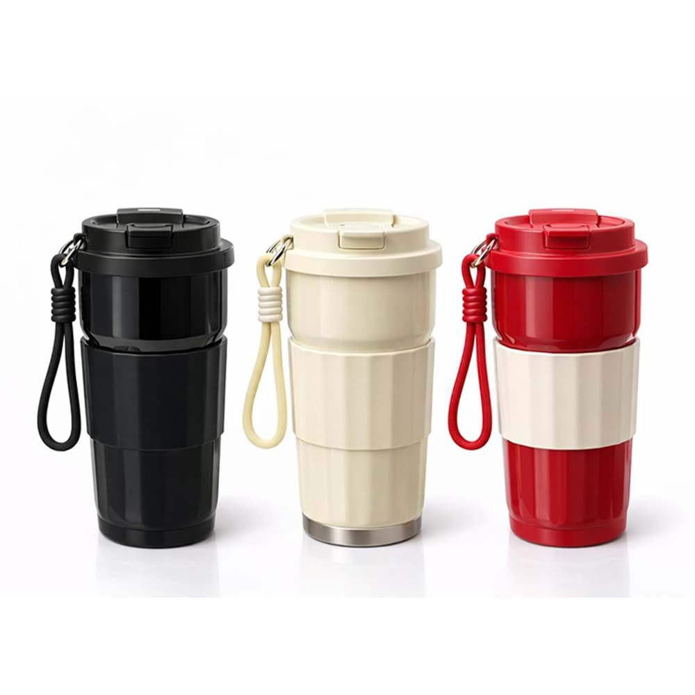 Paslanmaz Çelik Silokonlu Termos Bardak Alk4625