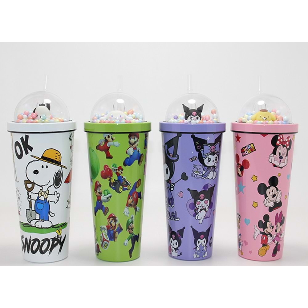 Sevimli Anime Karakterli Pipetli Termos & Suluk Alk4710