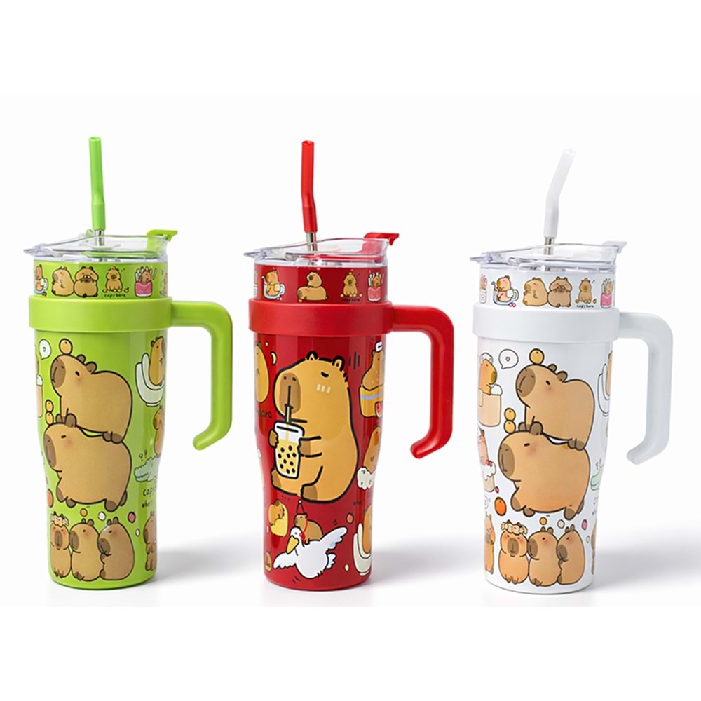 Sevimli Kapibara Capybara Pipetli Termos & Suluk Alk4711