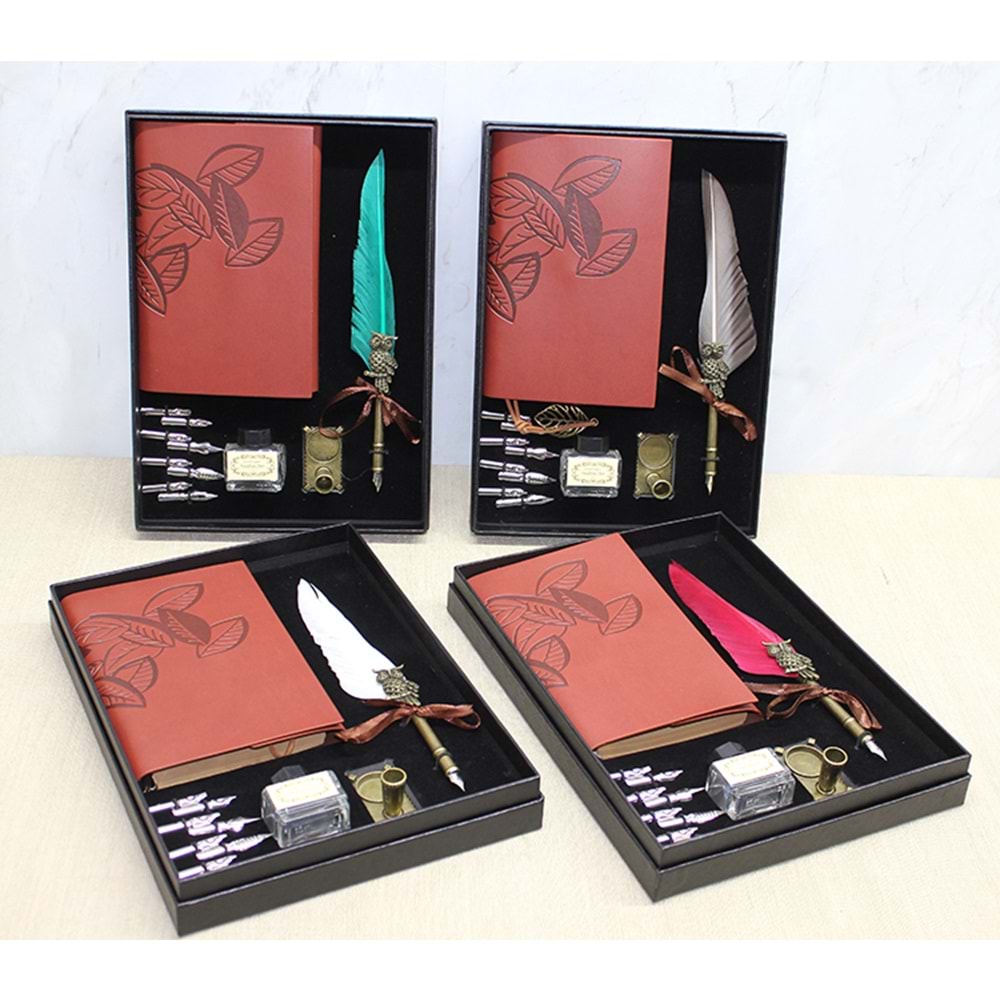 Deri Defterli Ve Divit Hokka Seti Alk4718