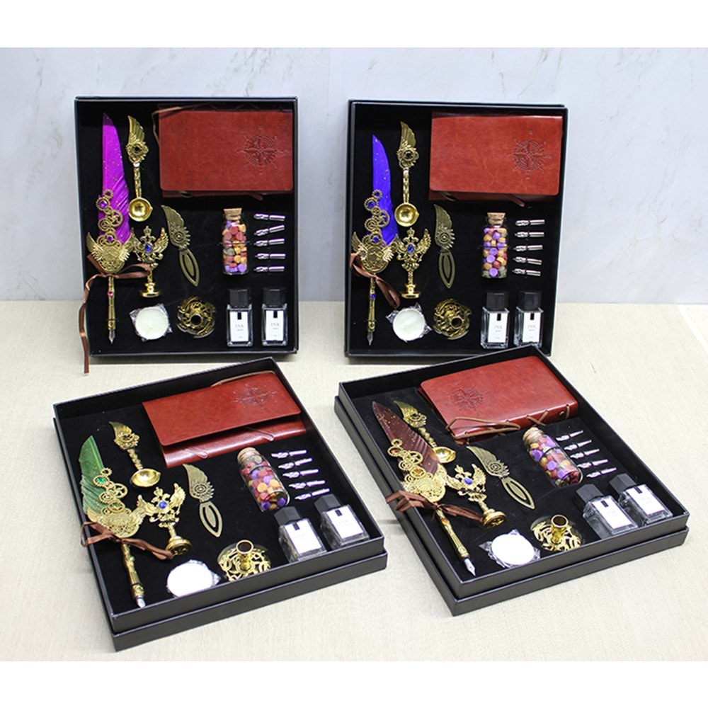 Deri Defterli Ve Divit Hokka Seti Alk4723