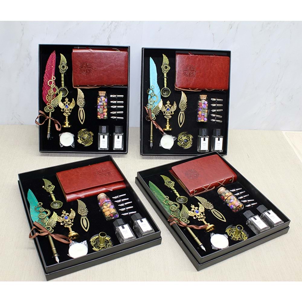 Deri Defterli Ve Divit Hokka Seti Alk4724