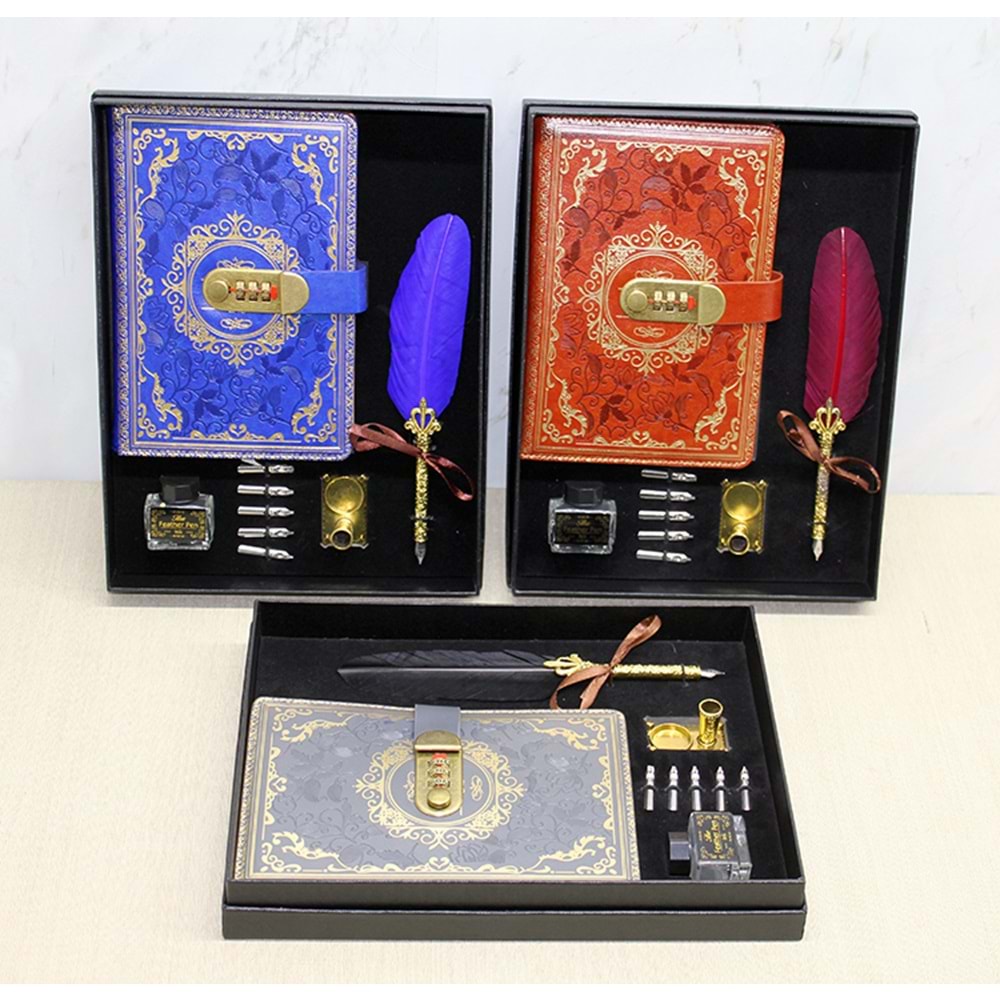 Şifreli Deri Defter Ve Divit Hokka Seti Alk4726