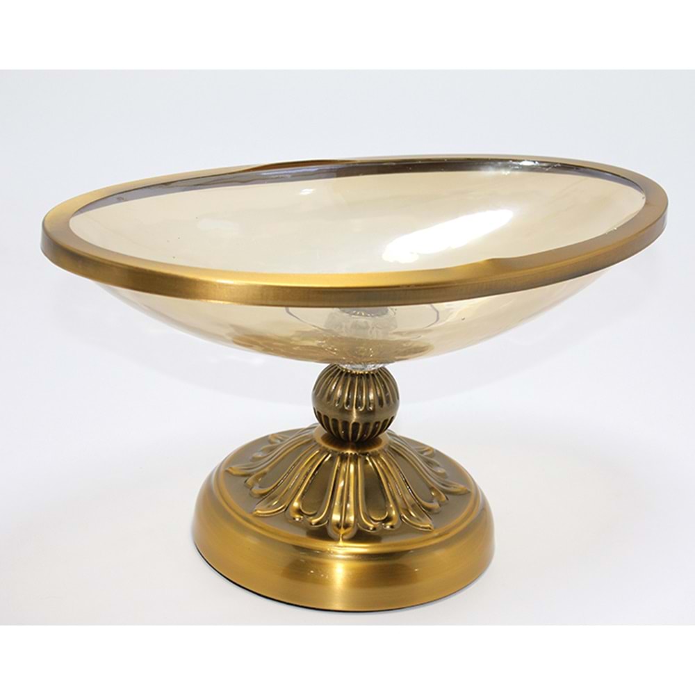 Antik Eskitme Gold Ayaklı Dekoratif Cam Gondol Sunumluk Alk4883