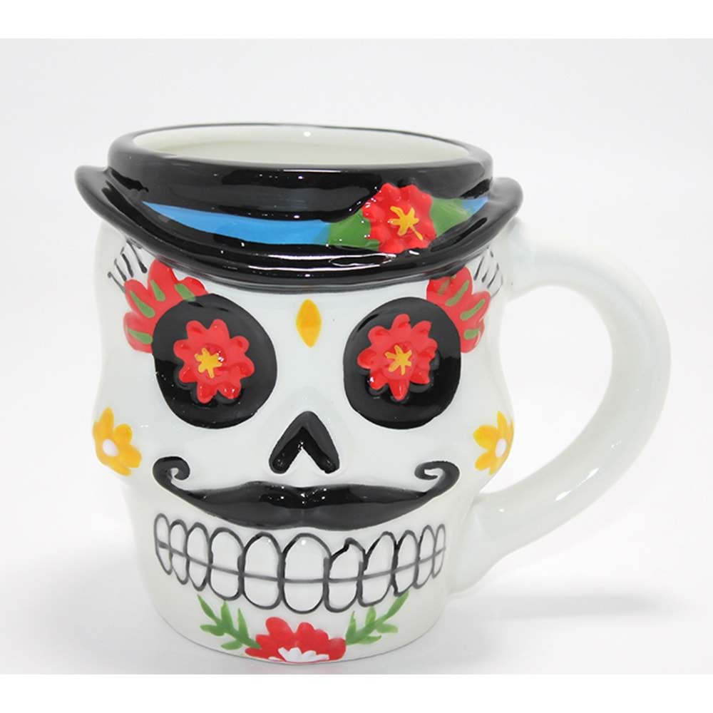 3D Kabartmalı Meksikalı Kurukafa Karakterli Kupa Bardak Alk4894