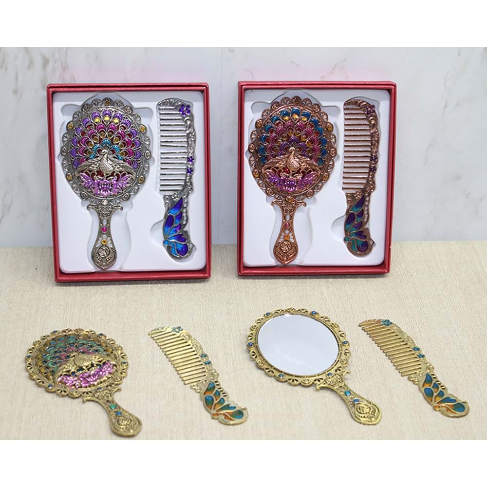 Tavuskuşu Ayna Ve Tarak Seti Küçük Boy Alk4989