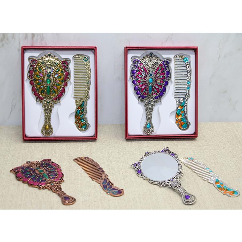 Kelebek Ayna Ve Tarak Seti Küçük Boy Alk4992