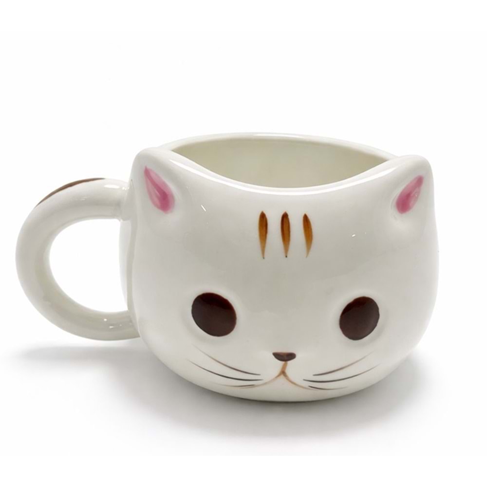 3D Kedi Tasarımlı Kabartmalı Kupa Bardak Alk5030