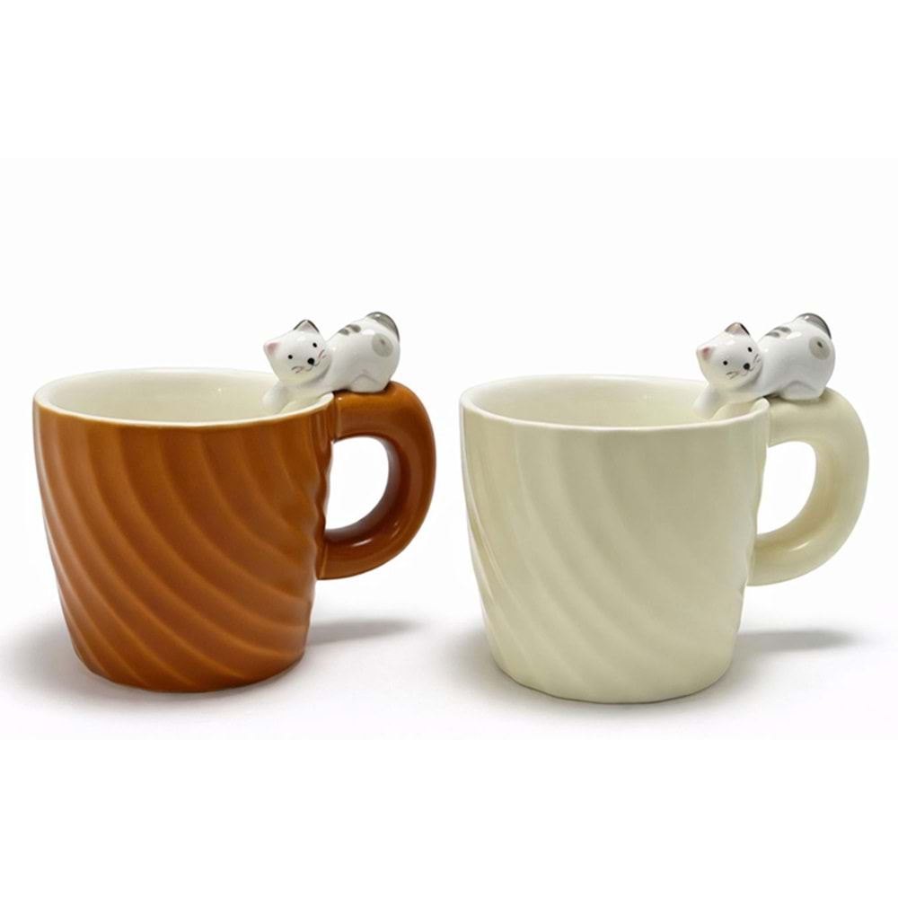 3D Kedi Figürlü Desenli Kupa Bardak Alk5033