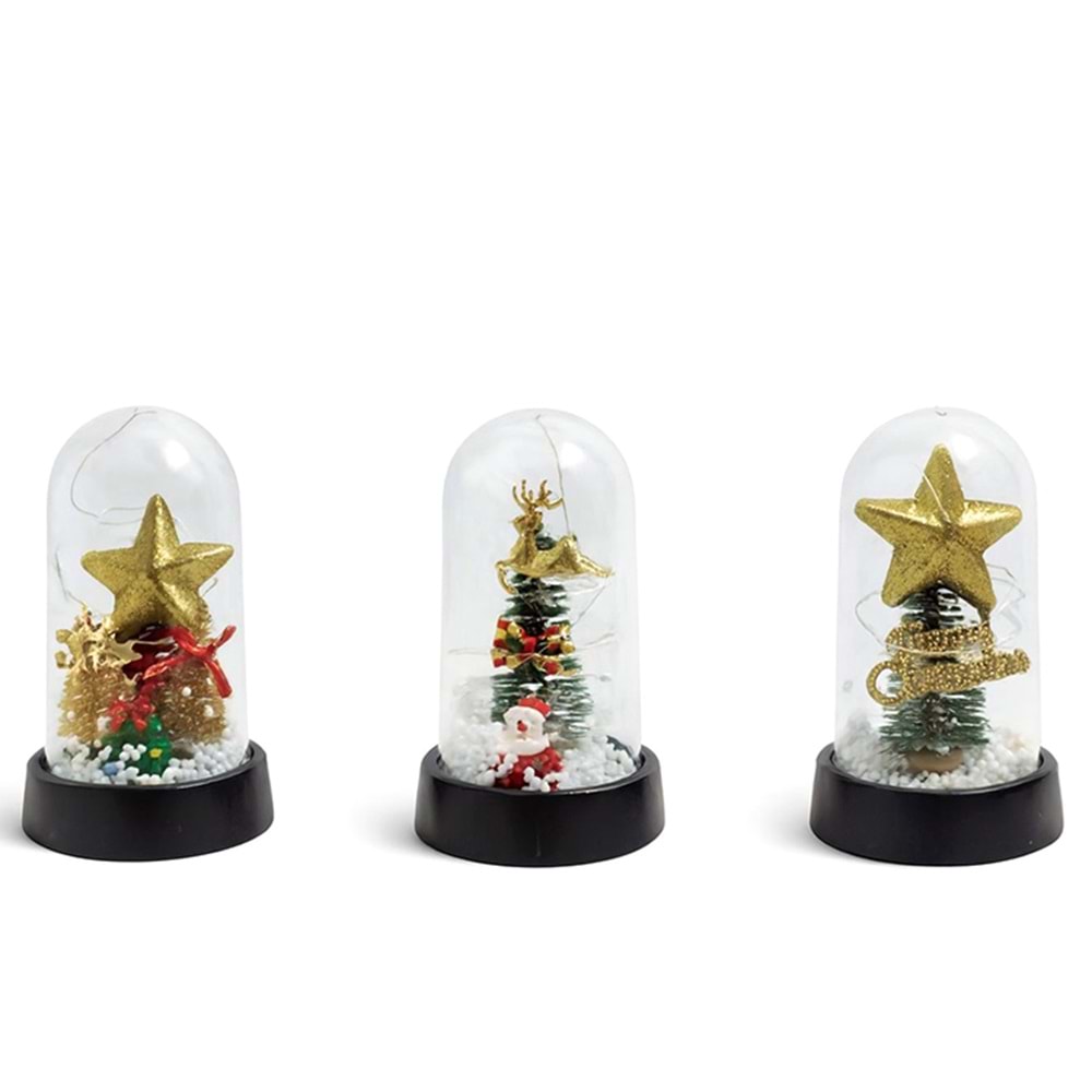 Yılbaşı Temalı Işıklı Dekoratif Cam Fanus Alk5038