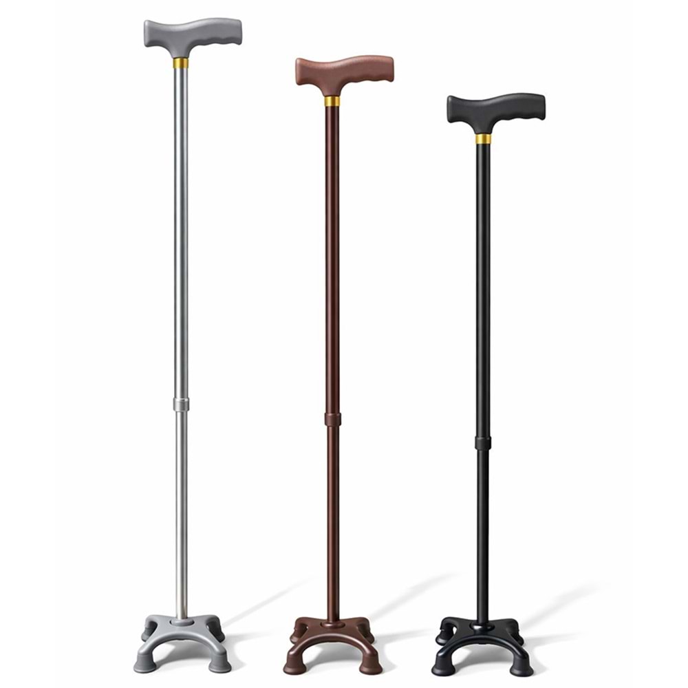 Metal 4 Ayaklı Ayarlanabilir Destek Bastonu - T Saplı Alk5488
