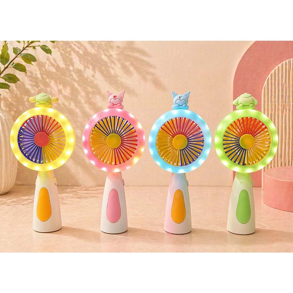 Mini Şarjlı El Fanı 2 Kademeli Işıklı Alk5631