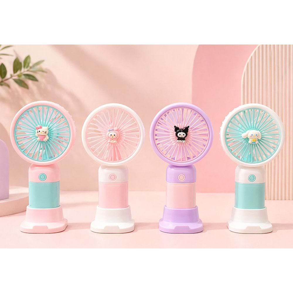 Kuromi Serisi Mini Şarjlı El Fanı 3 Kademeli Alk5638