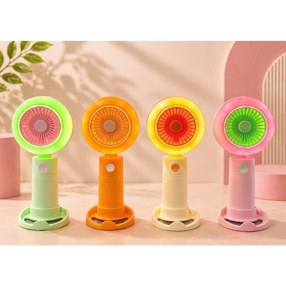 Mini Şarjlı El Fanı 3 Kademeli Işıklı Alk5639