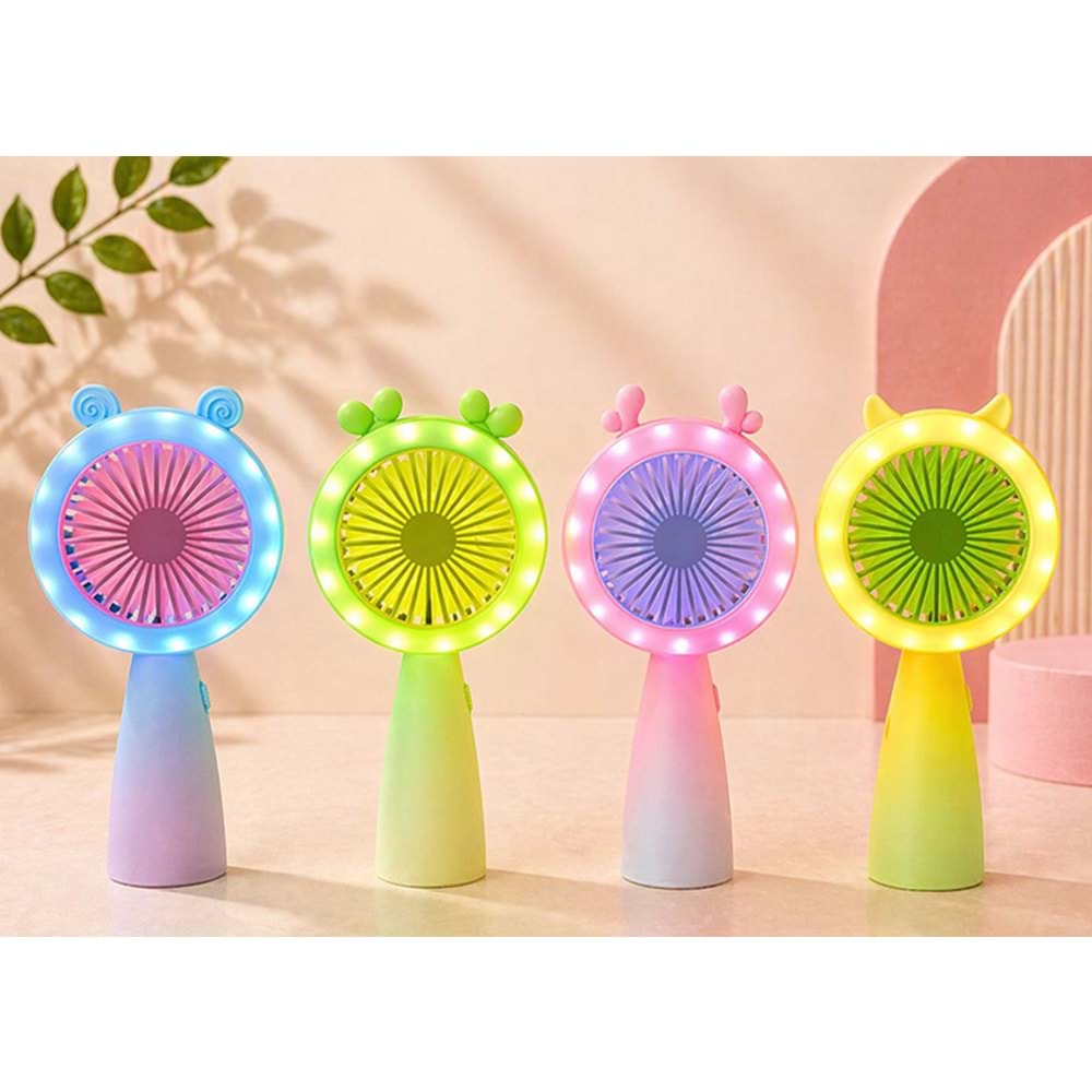 Mini Şarjlı El Fanı 2 Kademeli Işıklı Alk5640