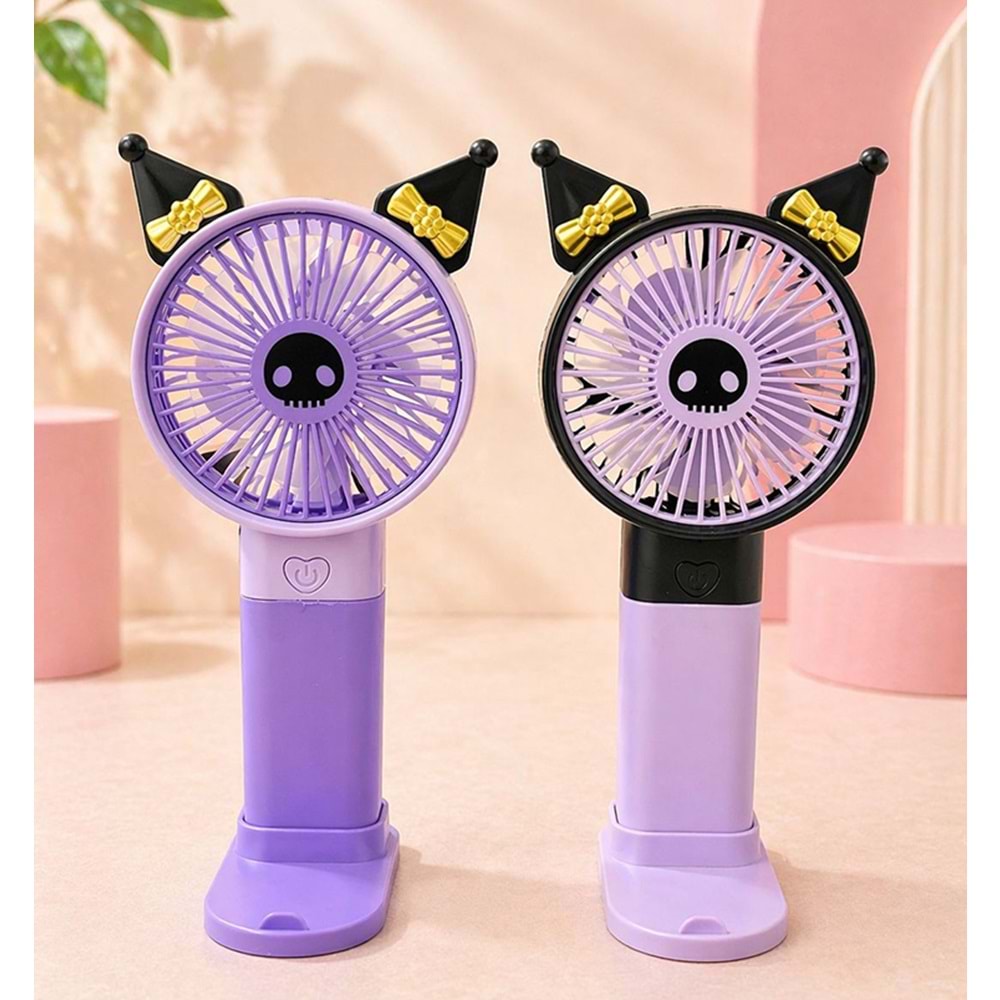 Kuromi Mini Şarjlı El Fanı 3 Kademeli Alk5644