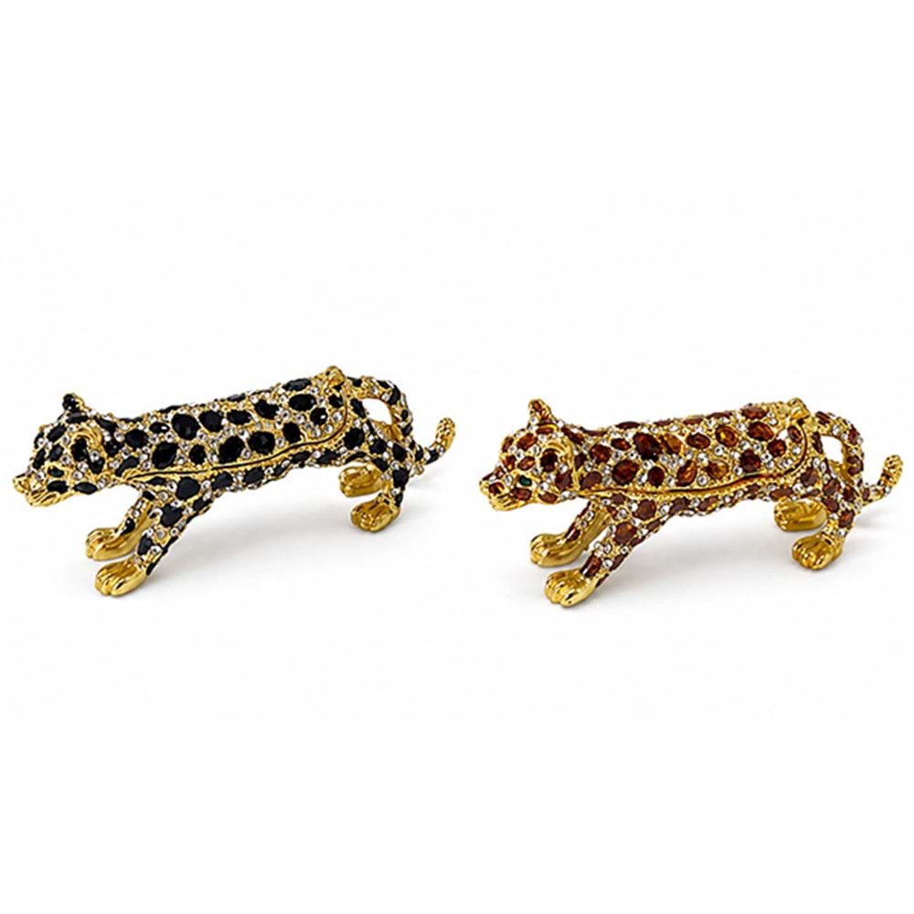Swaroski Taşlı Leopar Figürü Tekli Alk5760