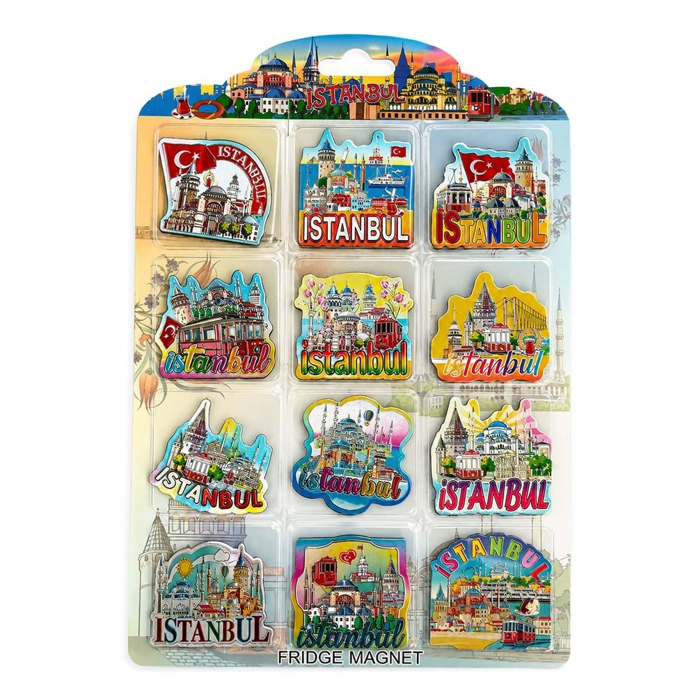 İstanbul Temalı Silikon Buzdolapı Süsü Magnet 12'Li Set Alk5814