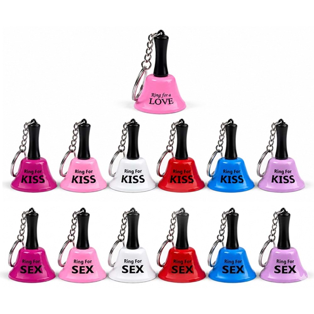 Kiss Love Sex Yazılı Mini Zili Anahtarlık Alk5878