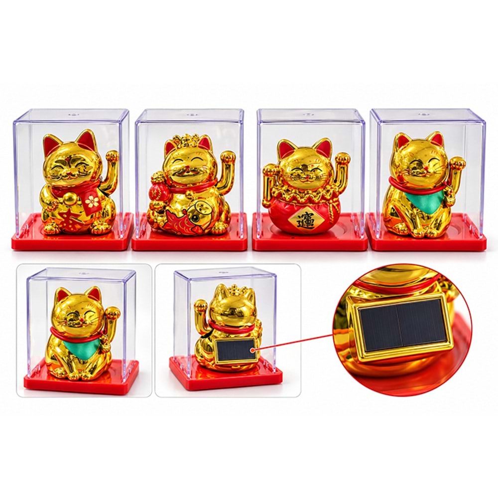 Güneş Enerjili Sallanan Şans Kedisi - Maneki Neko Alk6160