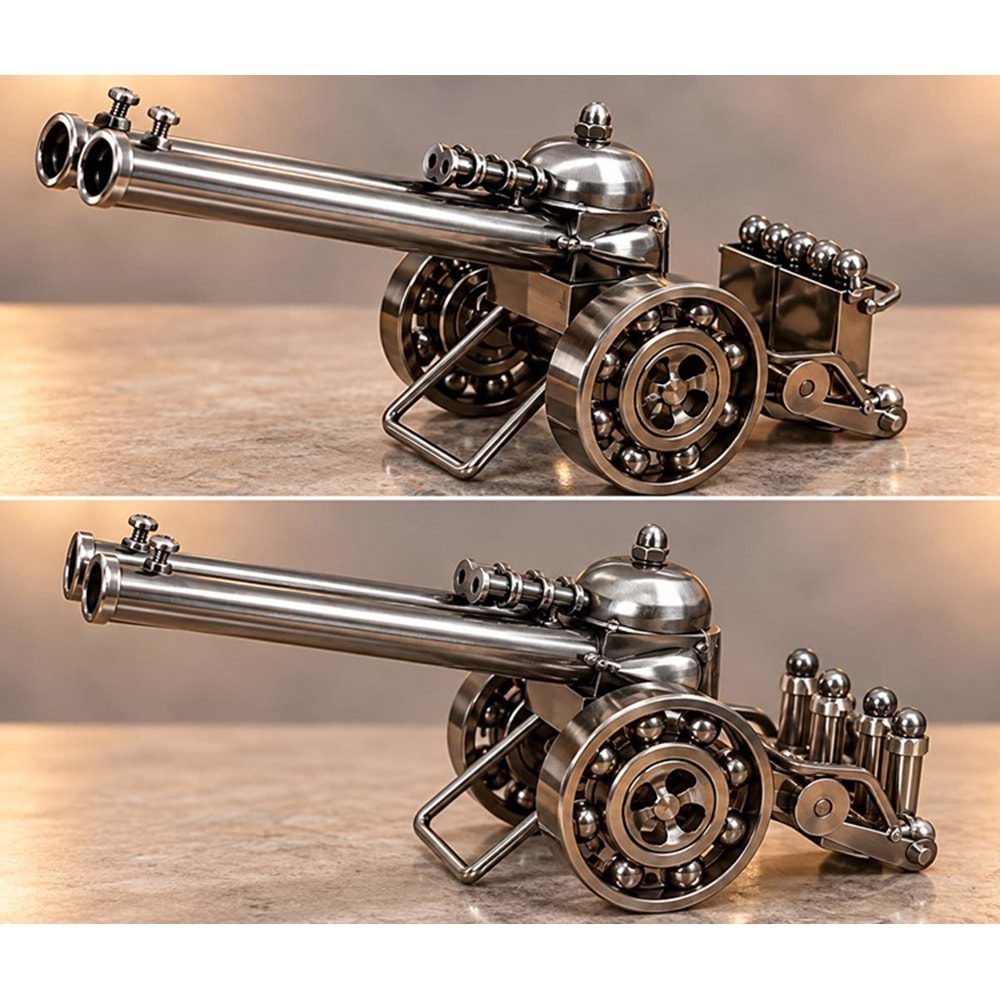 Dekoratif Savaş Topu Arabası Metal Masa Aksesuarı Alk6246