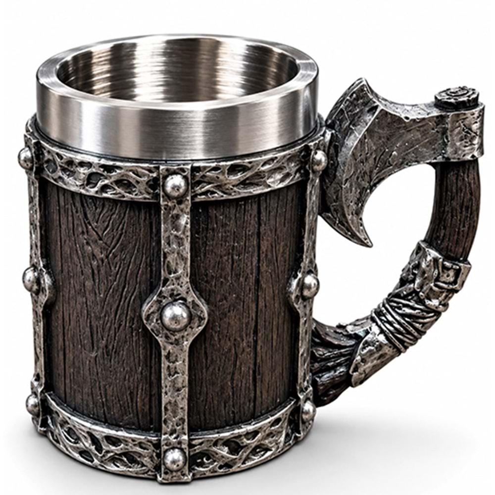 Viking Balta Kulplu 3D Paslanmaz Çelik Kupa Bardak Alk6263