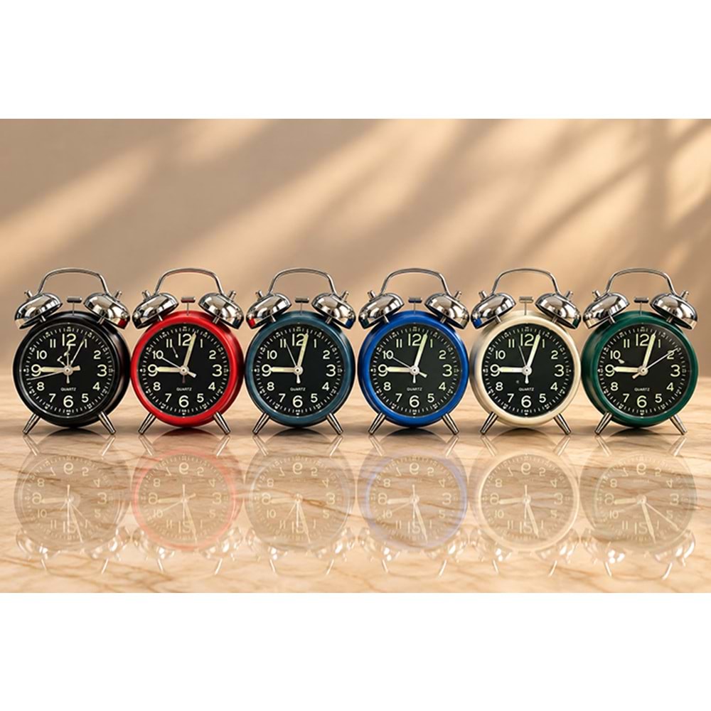 Metal Çift Zilli Çalar Saat Alk6458