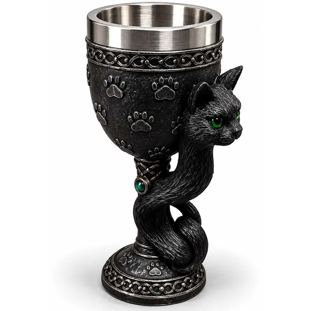 Kedi Figürlü 3D Paslanmaz Çelik Kadeh Bardak Alk6543