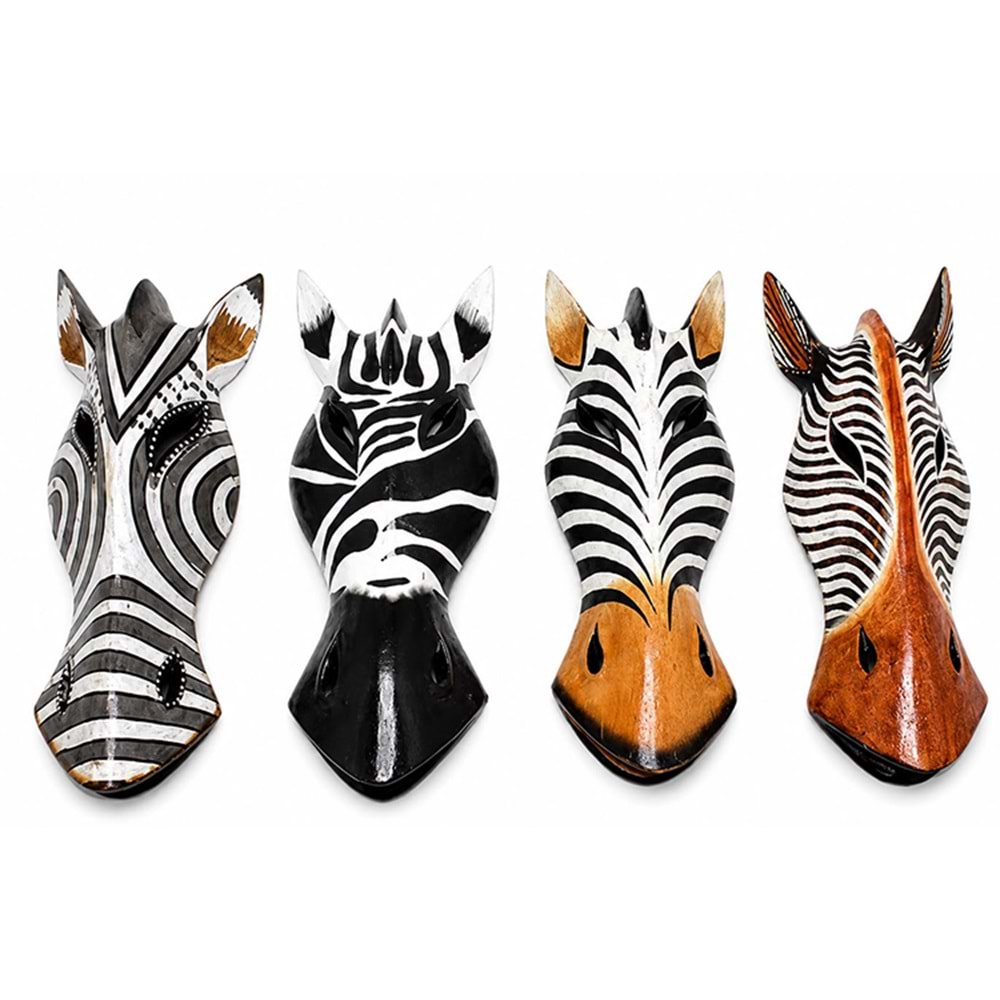 Ahşap Dekoratif Zebra Mask 30 Cm No:1123