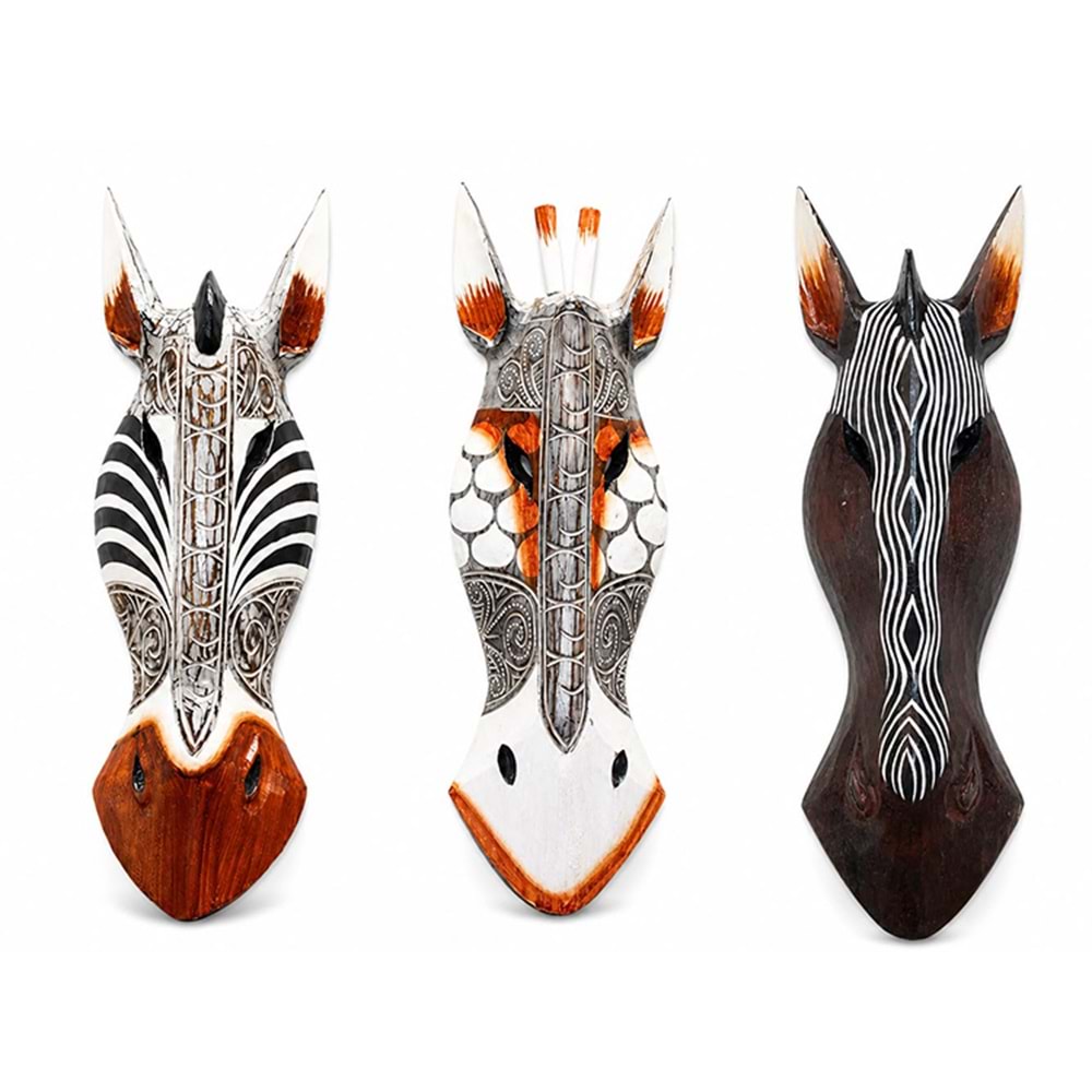 Ahşap Dekoratif Zebra Mask 50 Cm No:1124