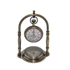 Pirinç Masa Üstü Pusulalı Saat 15224