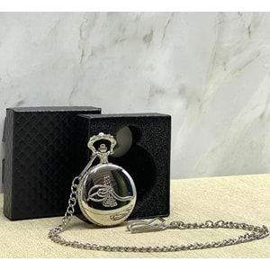 Özel Kutulu Osmanlı Tuğralı Gümüş Köstekli Saat Alk4663