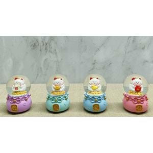 Şans Kedisi Işıklı Kar Küresi Alk4914